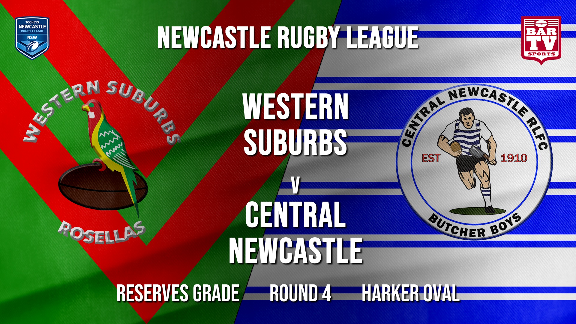 Newcastle Rugby League Round 4 - Reserves Grade - Western Suburbs Rosellas v Central Newcastle Slate Image