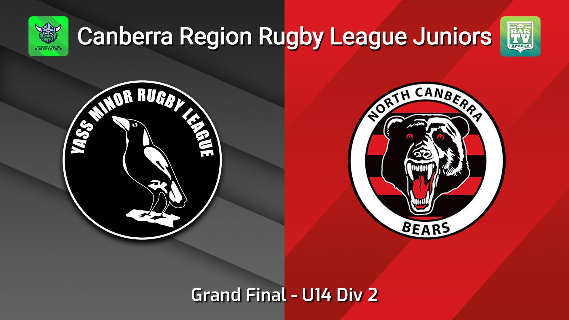 260913-video-Canberra Region Rugby League Juniors Grand Final - U14 Div 2 - Yass Magpies Juniors v North Canberra Bears Slate Image
