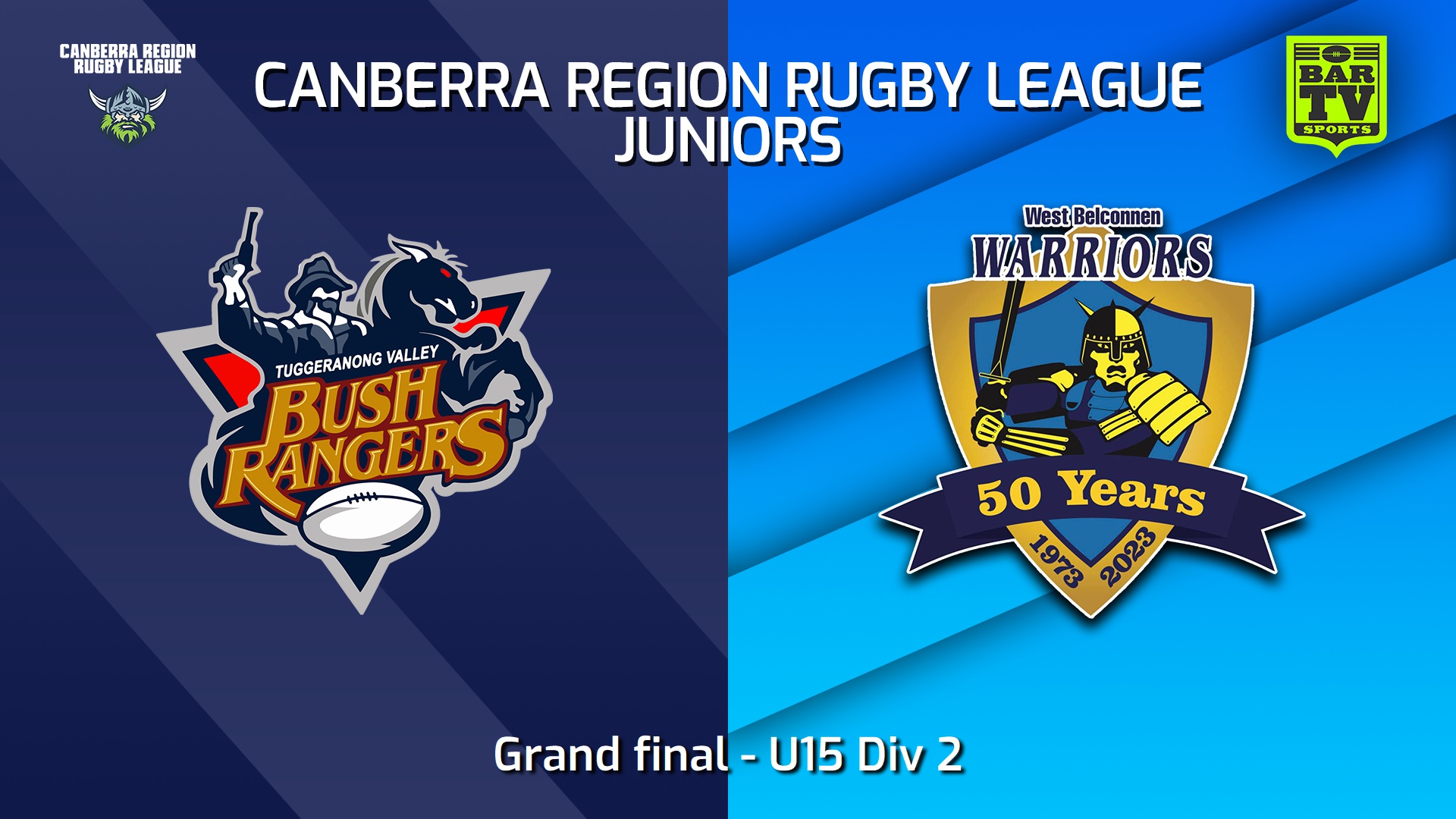 250907-video-Canberra Region Rugby League Juniors Grand final - U15 Div 2 - Tuggeranong Bushrangers v West Belconnen Warriors Juniors Slate Image