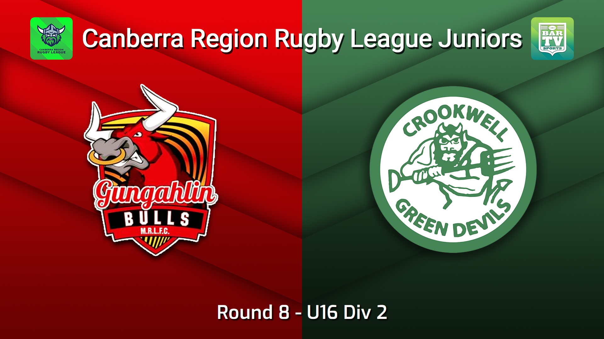 260626-video-Canberra Region Rugby League Juniors Round 8 - U16 Div 2 - Gungahlin Bulls Juniors v Crookwell Green Devils Juniors Slate Image
