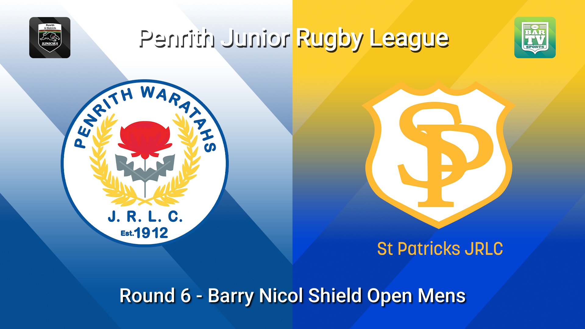 260509-video-Penrith & District Junior Rugby League Round 6 - Barry Nicol Shield Open Mens - Penrith Waratahs v St Patricks Slate Image