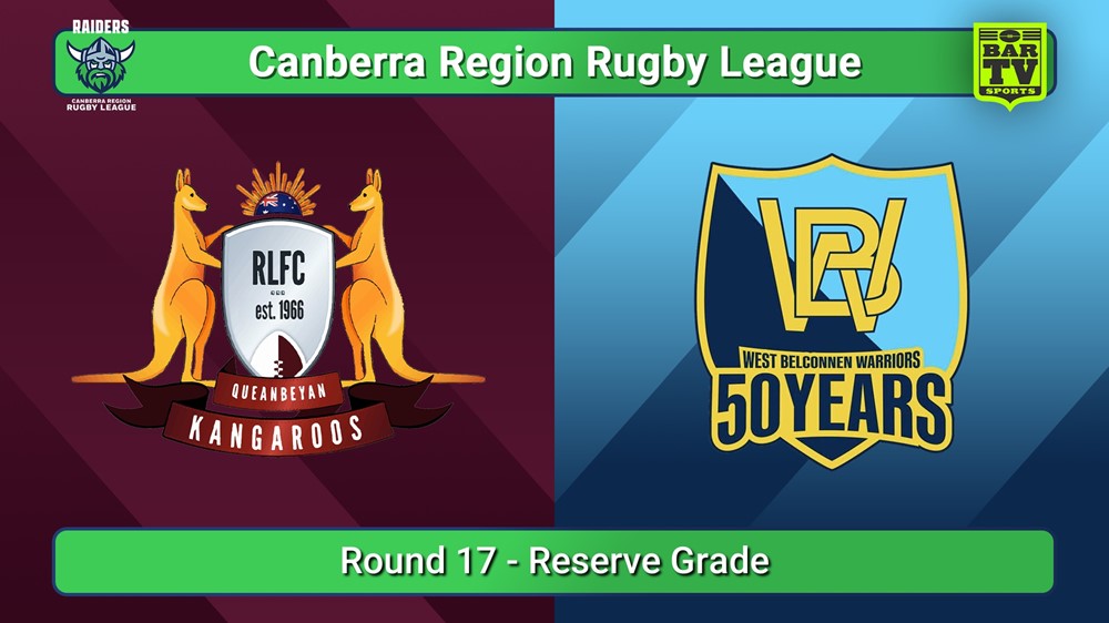 250809-video-Canberra Round 17 - Reserve Grade - Queanbeyan Kangaroos v West Belconnen Warriors Slate Image