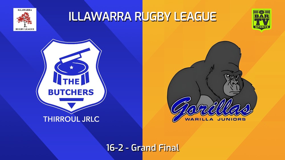240907-video-Illawarra Rugby League Juniors Grand Final - 16-2 - Thirroul Butchers JRL v Warilla-Lake South Gorillas Slate Image