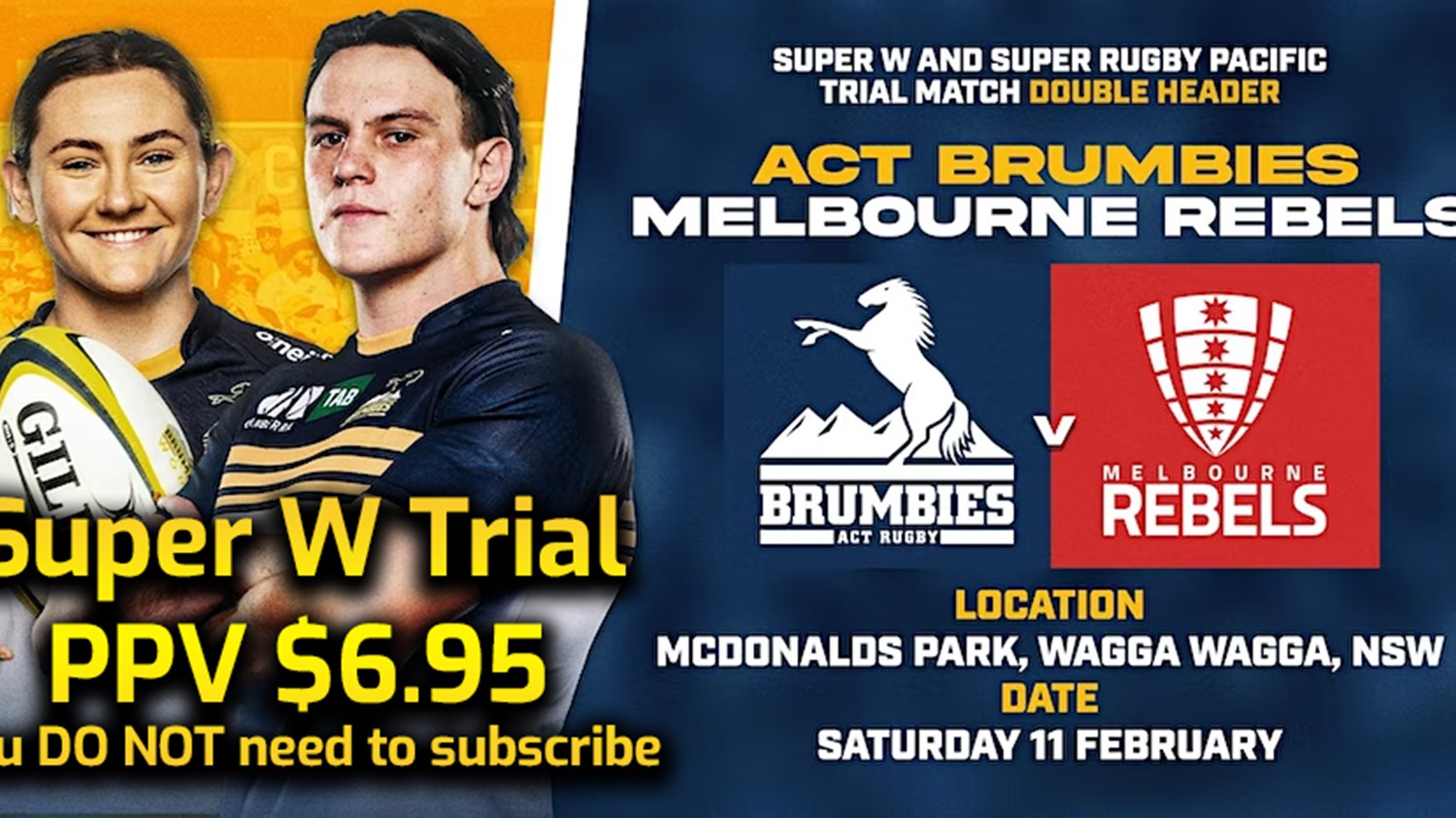 230211-Super W TRIAL MATCH - Brumbies Women v Rebels Slate Image