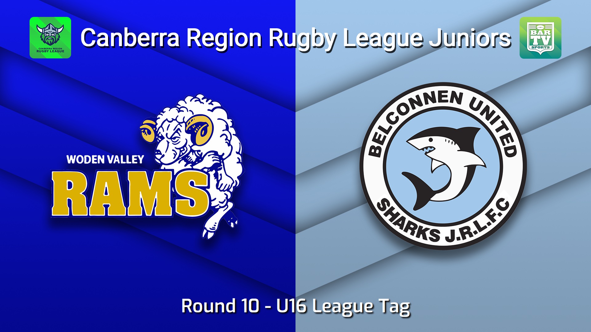 260724-video-Canberra Region Rugby League Juniors Round 10 - U16 League Tag - Woden Valley Rams Juniors v Belconnen United Sharks Juniors Slate Image