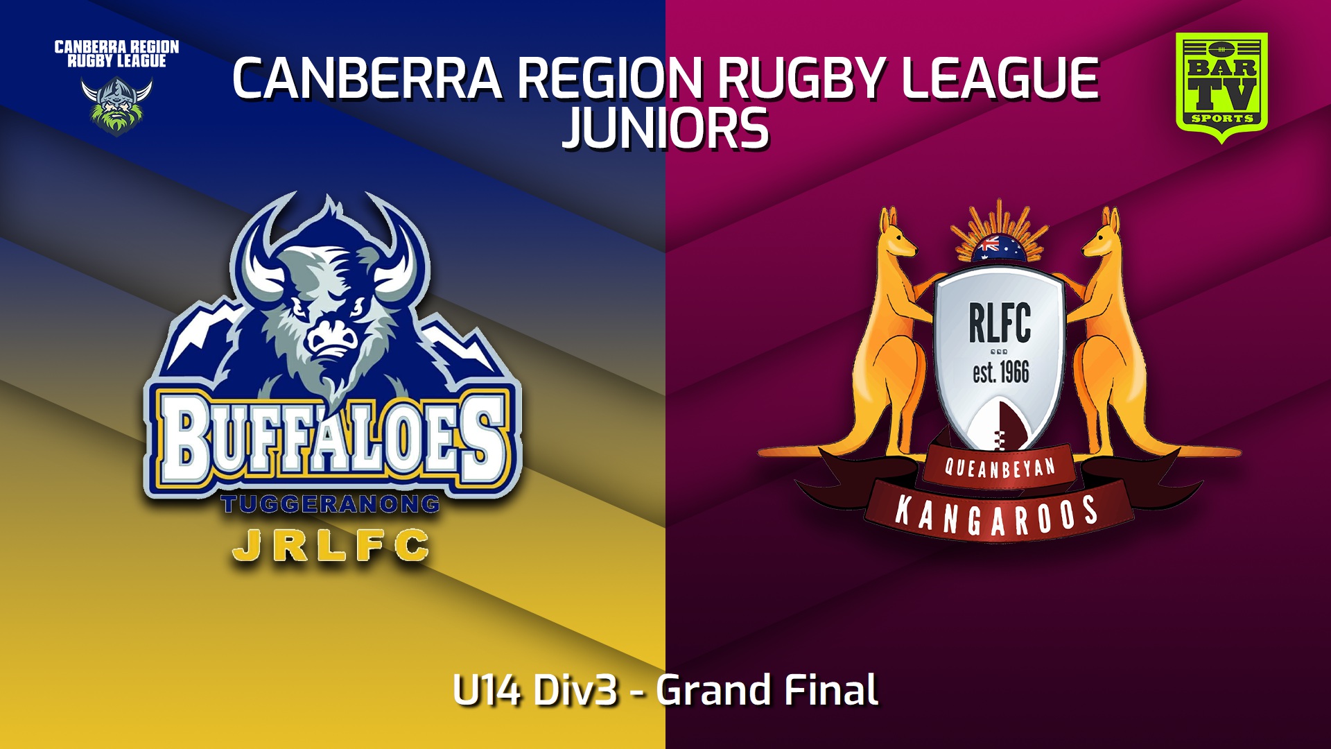 240915-video-Canberra Region Rugby League Juniors Grand Final - U14 Div3 - Tuggeranong Buffaloes Juniors v Queanbeyan Kangaroos Juniors Slate Image