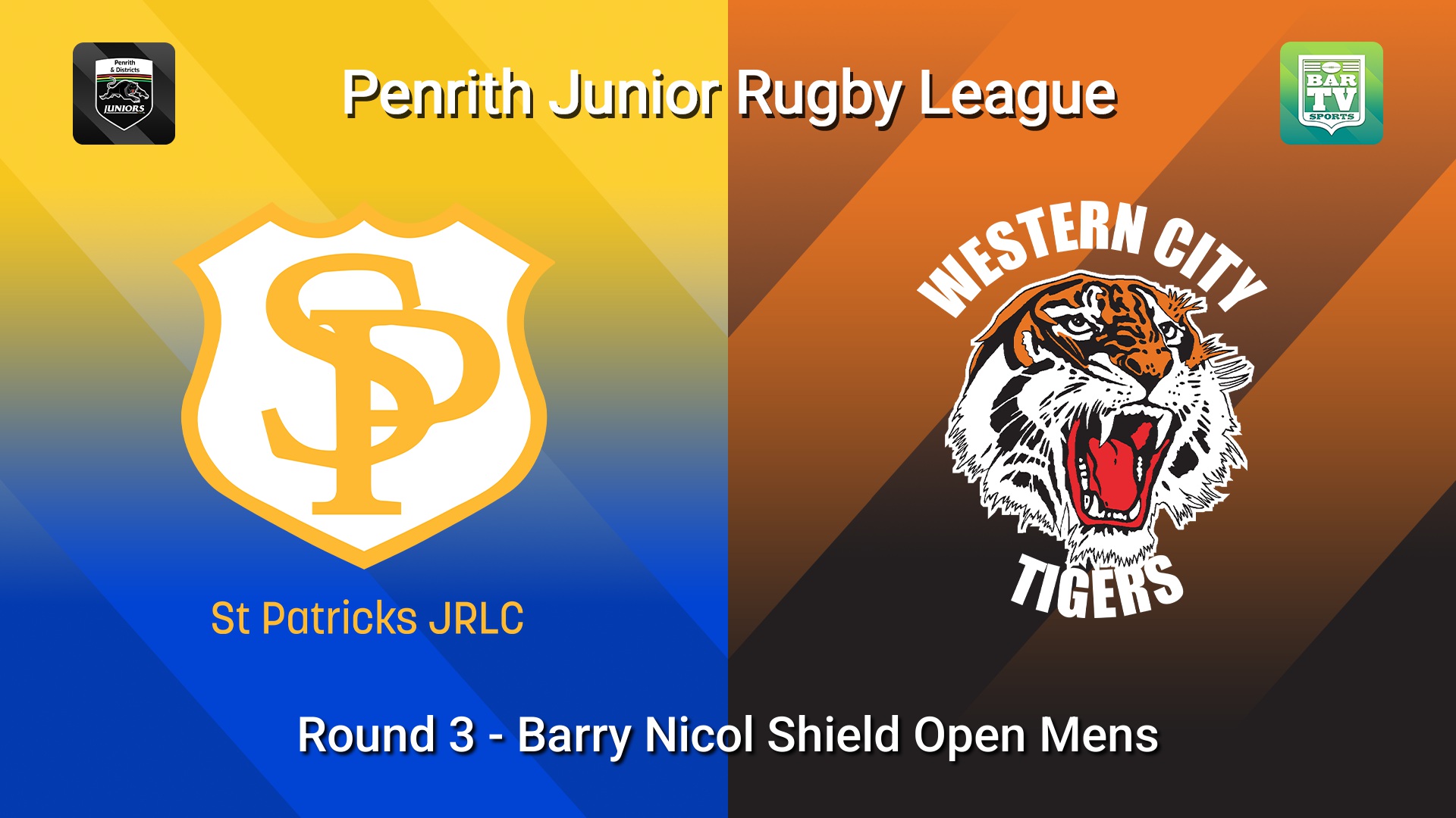 260419-video-Penrith & District Junior Rugby League Round 3 - Barry Nicol Shield Open Mens - St Patricks v Western City Tigers Slate Image