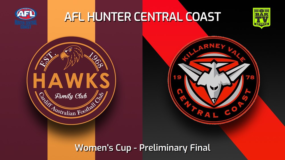 250906-video-AFL Hunter Central Coast Preliminary Final - Women's Cup - Cardiff Hawks v Killarney Vale Bombers Slate Image