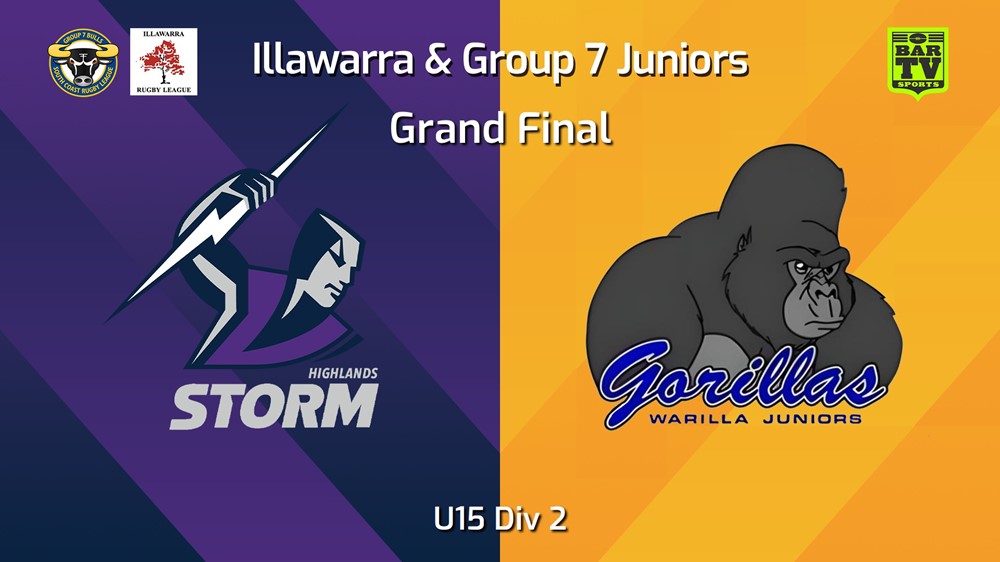 250907-video-Illawarra and Group 7 Merged Juniors Grand Final - U15 Div 2 - Southern Highlands Storm v Warilla-Lake South Gorillas Juniors Slate Image