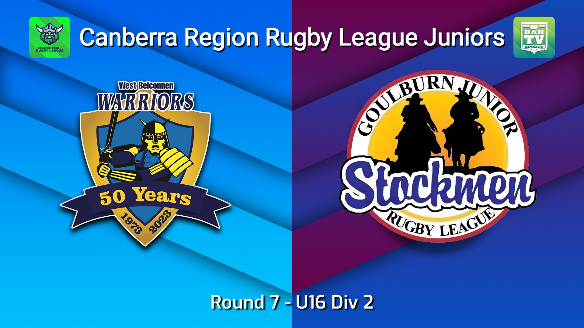 260619-video-Canberra Region Rugby League Juniors Round 7 - U16 Div 2 - West Belconnen Warriors Juniors v Goulburn Junior Stockmen Slate Image