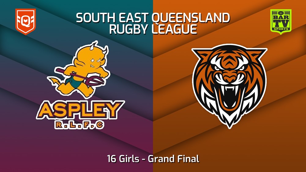 220813-QRL South East Region Juniors Grand Final - 16 Girls - Aspley Juniors v Eastern Suburbs Tigers Slate Image